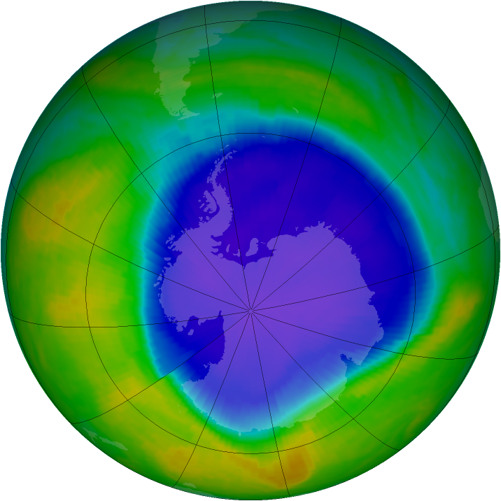 Antarctic ozone map for 29 October 1999